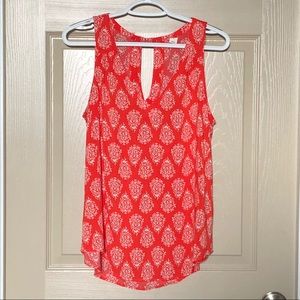 Old Navy tank top. Red with white floral pattern.